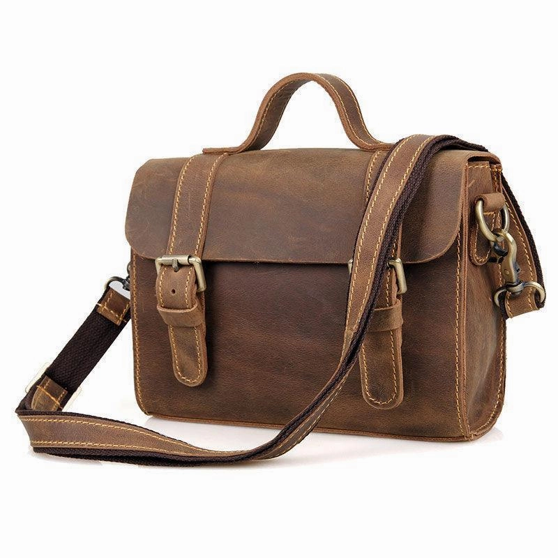 Sustainable Choice Handcrafted Vintage Style Brown Leather Shoulder Bag, Messenger Bag