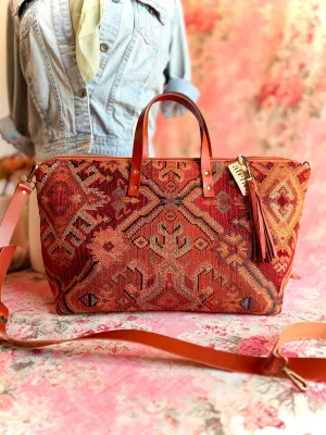 Rust Canyon Buddy Bag- Geometric Tote ?C Handmade USA Southwestern Travel Bag Daily Purpose Professional Life