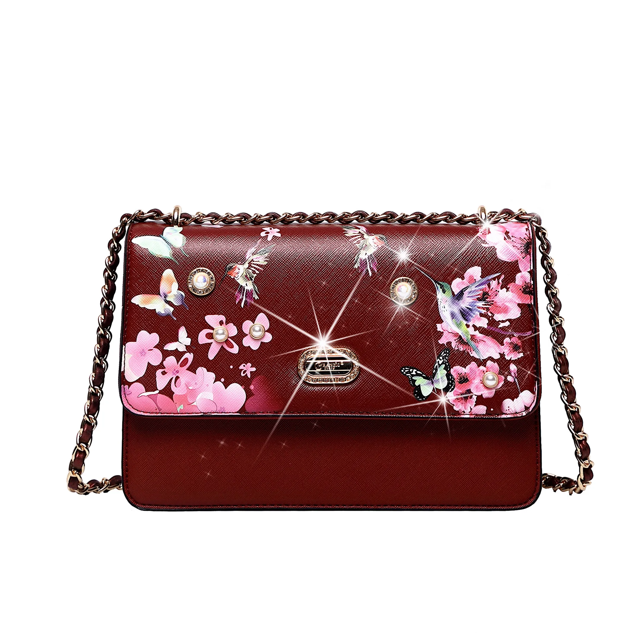Travel Function Structured Shape Brangio Blossom Crossbody Bag