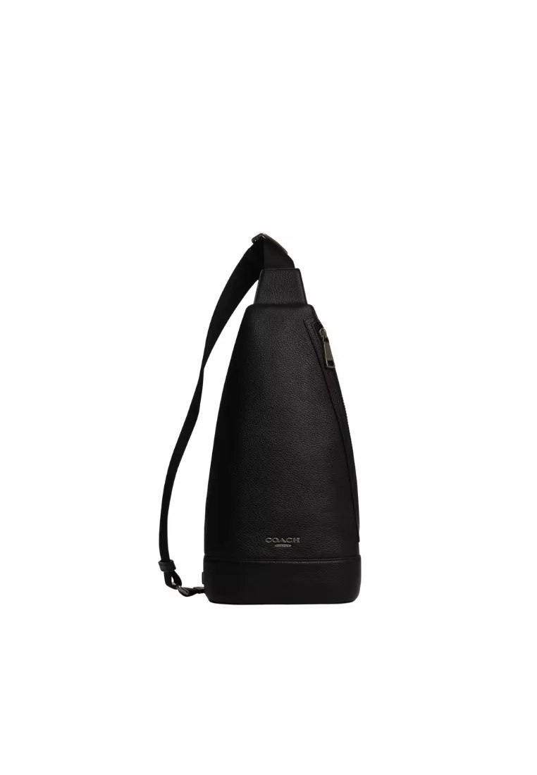 Sleek and minimalistic look complements any outfit Modern Fashion Outfit Coach Dominic Sling Bag In Black CY803