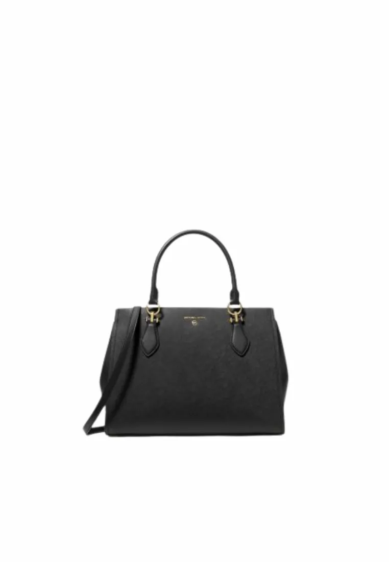 Michael Kors Marilyn Medium Satchel Bag Saffiano Leather In Black Noir 35F5S6AS2L Unisex style Light Form