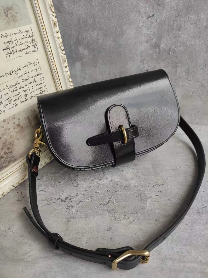 Handcrafted Vintage Designer Saddle Bag, Italian Cowhide Leather Shoulder Bag, Women Crossbody Bag, Gift for Her, Black, Coffee, Pink Casual Journey Fashion Accessory