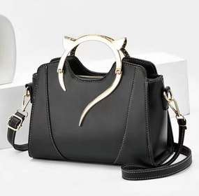 Cat Purse - Elegant Gold Cat Shape Handle Stylish Carry