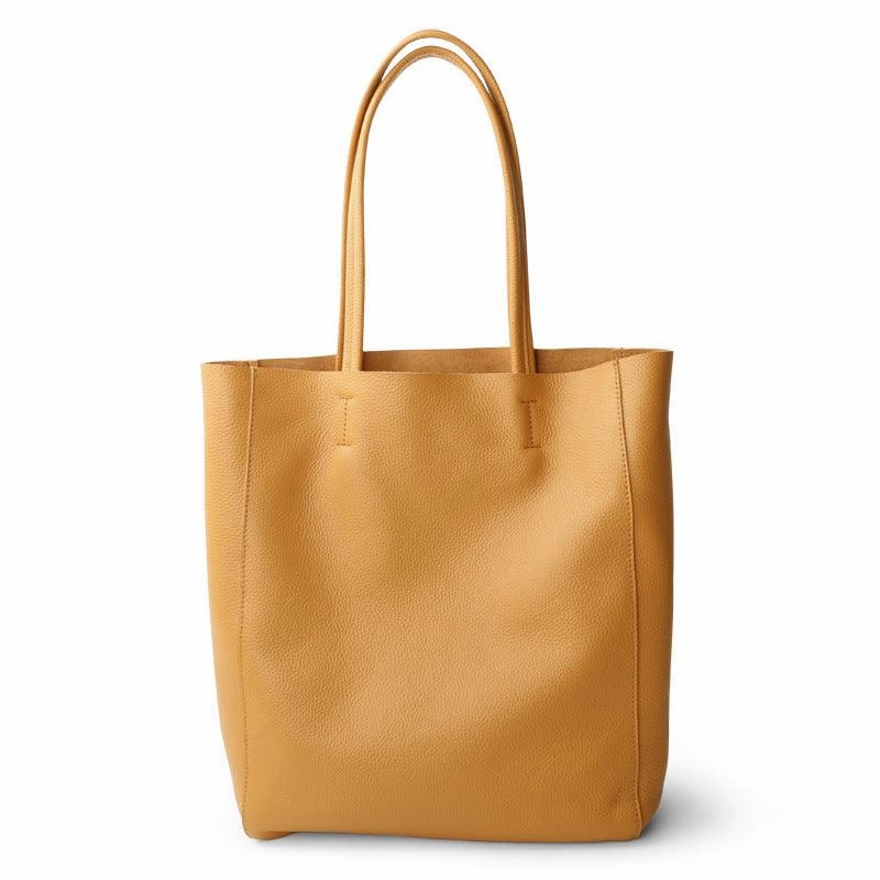 Handcrafted Leather Tote Bag ?? Grain Leather Large Tote Bag Yellow Colour, Birthday gift for her Soft Texture Comfort functionality