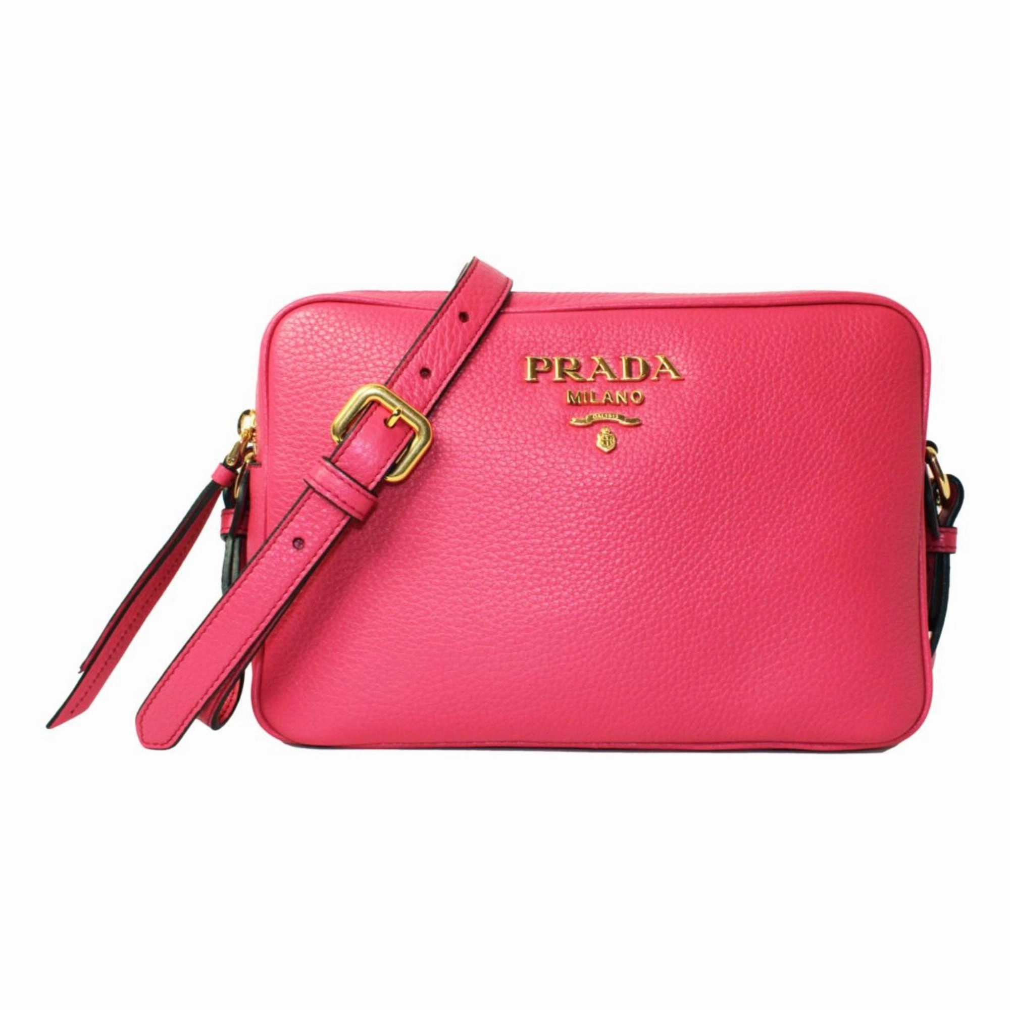 Prada Peonia Pink Vitello Phenix Leather Double Zip Crossbody Trendy Lifestyle Outfit Minimalist Practical Style