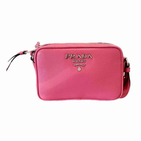 Functional Comfort Fashion Classic Prada Vitello Phenix Pink Leather Silver Logo Small Camera Crossbody Bag