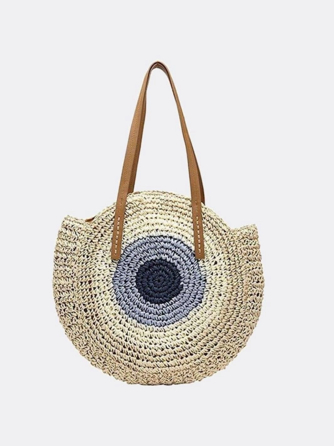 Serena Round Colorblock Straw Bag ?C Multicolor Circle Tote Elegant Everyday
