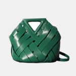 Unique Woven Leather Crossbody Bag ?C Distinctive Triangle Handle & Bucket Style Soft Casual Texture Everyday Fashion