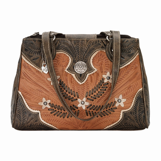 Urban practicality Stylish Detail American West Handbag Desert Wildflower Collection: Leather Western Multi Compartment Organizer Tote