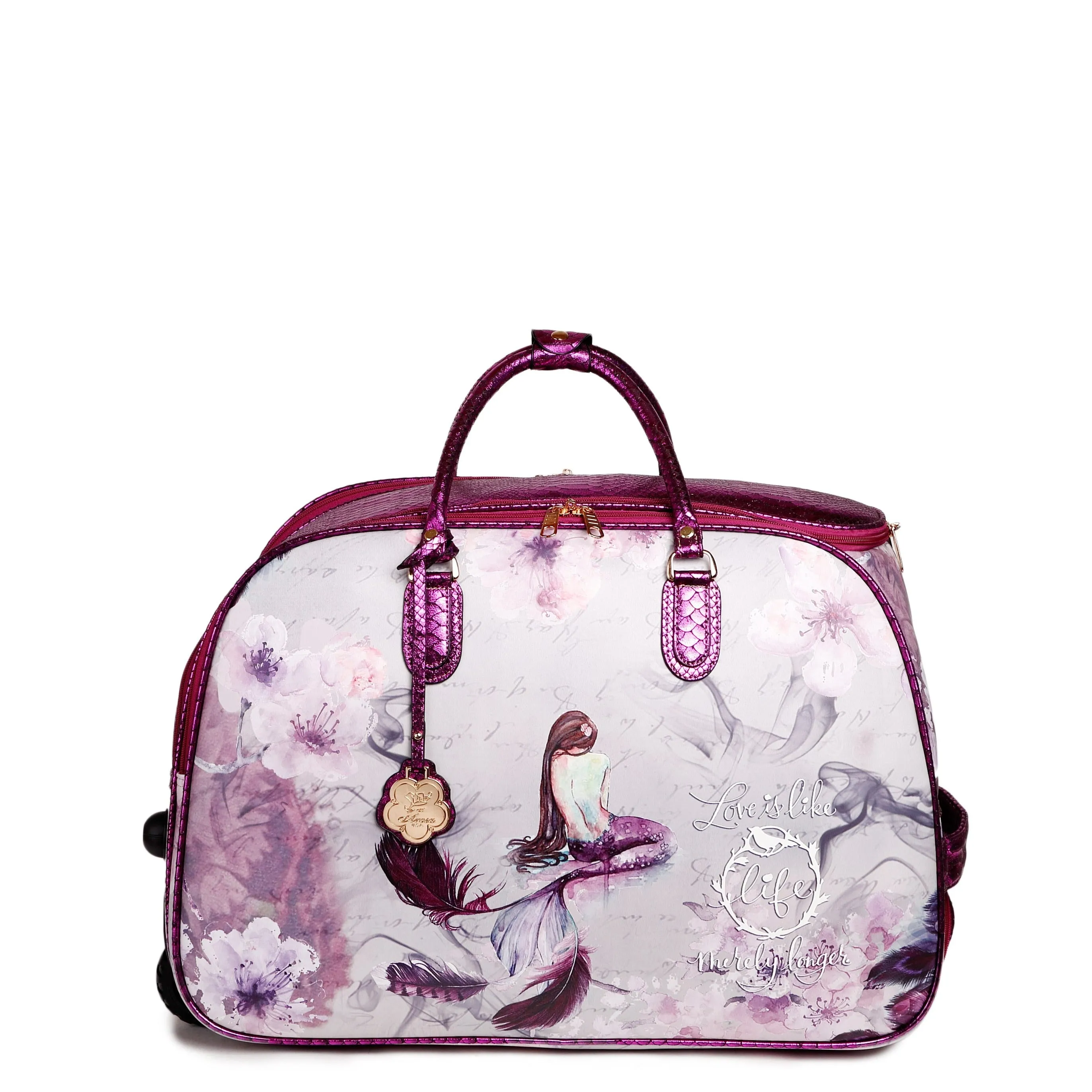 Princess Mera Vegan Large Rolling Duffel Travel Bag Gym Routine