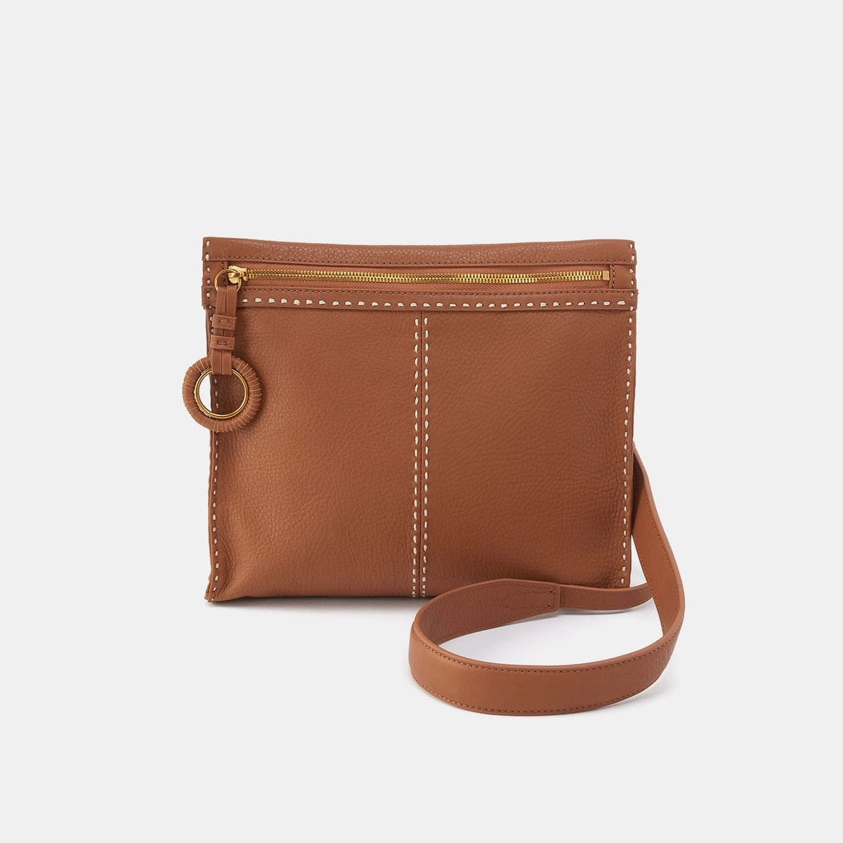 Subtle Elegance Chic Street Austin Medium Crossbody in Pebbled Leather - Warm Honey
