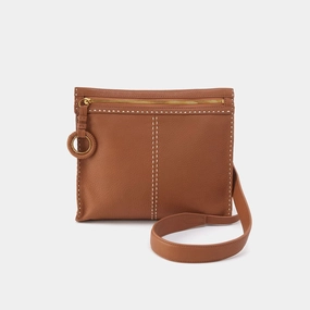 Subtle Elegance Chic Street Austin Medium Crossbody in Pebbled Leather - Warm Honey