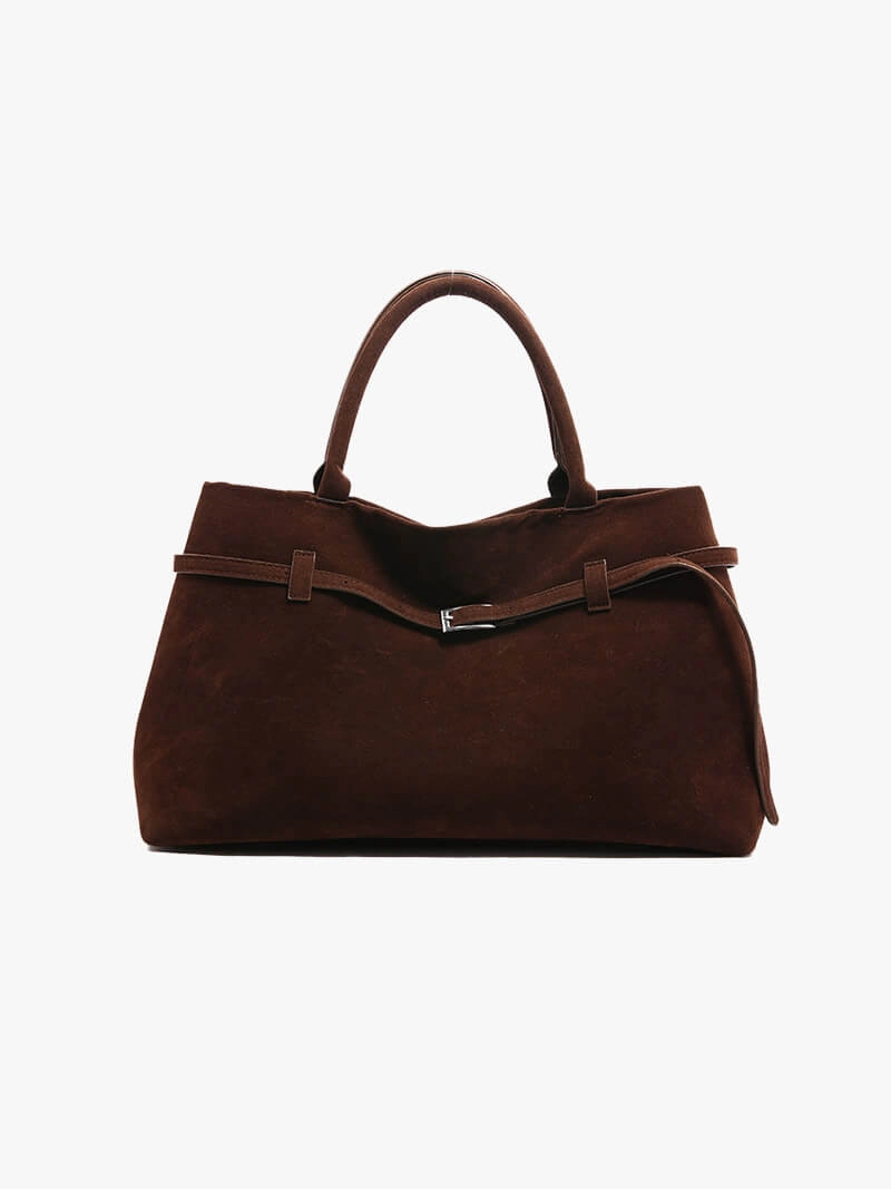 Spacious Interior Eco Touch Elena | Brown Suede Handbag ?C Chic & Sophisticated