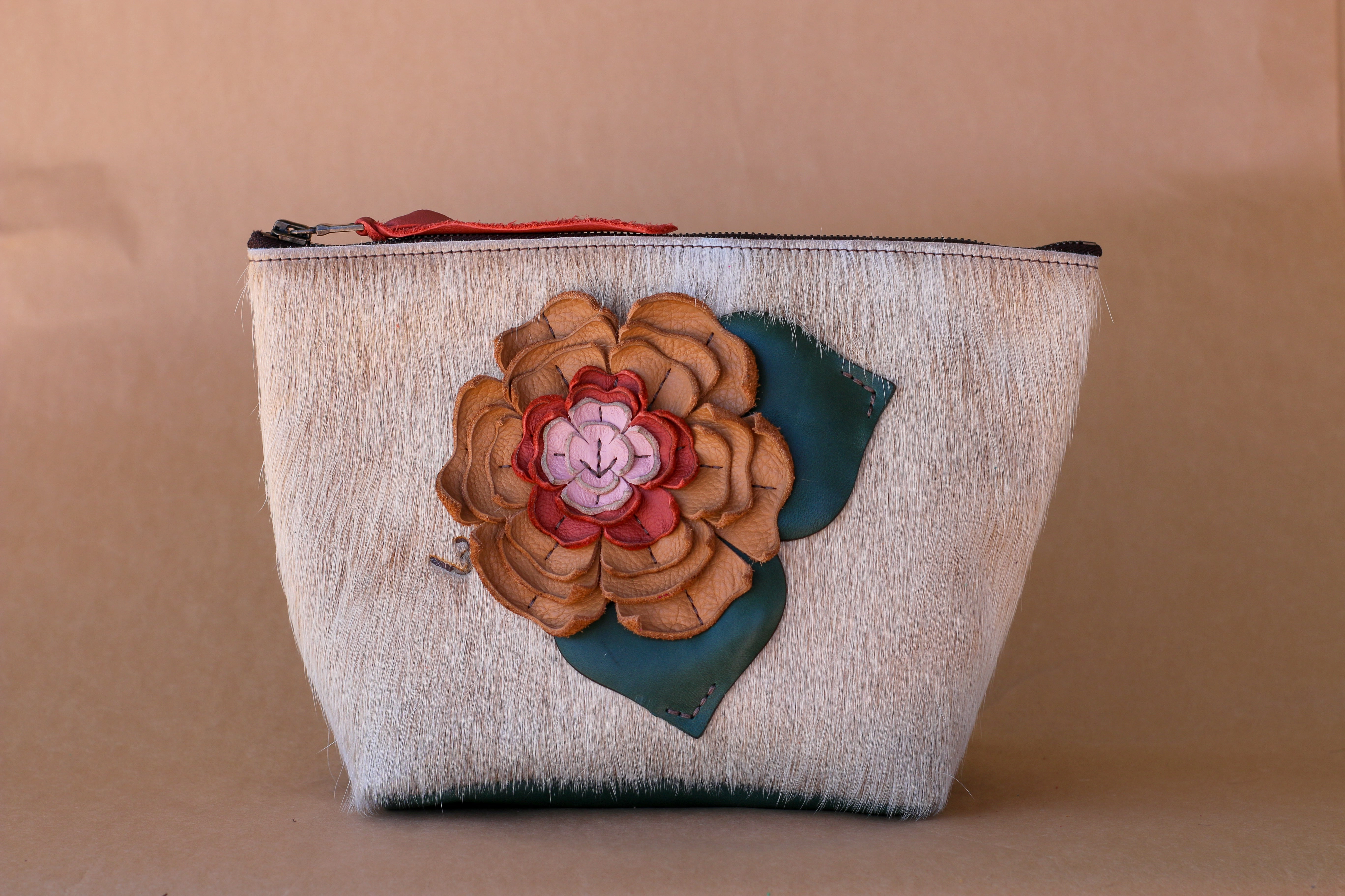 Elegant Utility Cowhide Makeup Bag