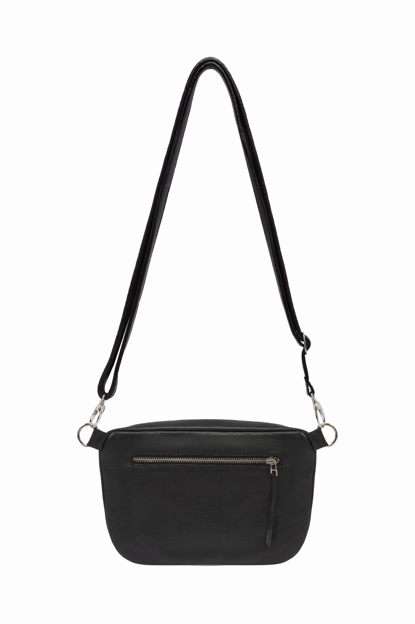 Sleek Utility Effortless Travel Ramona Leather Handbag Black with Pocket