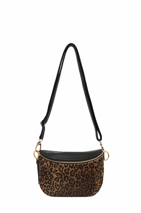 Ramona Small Leather Handbag Leopard with Pocket On The Go Workday Function