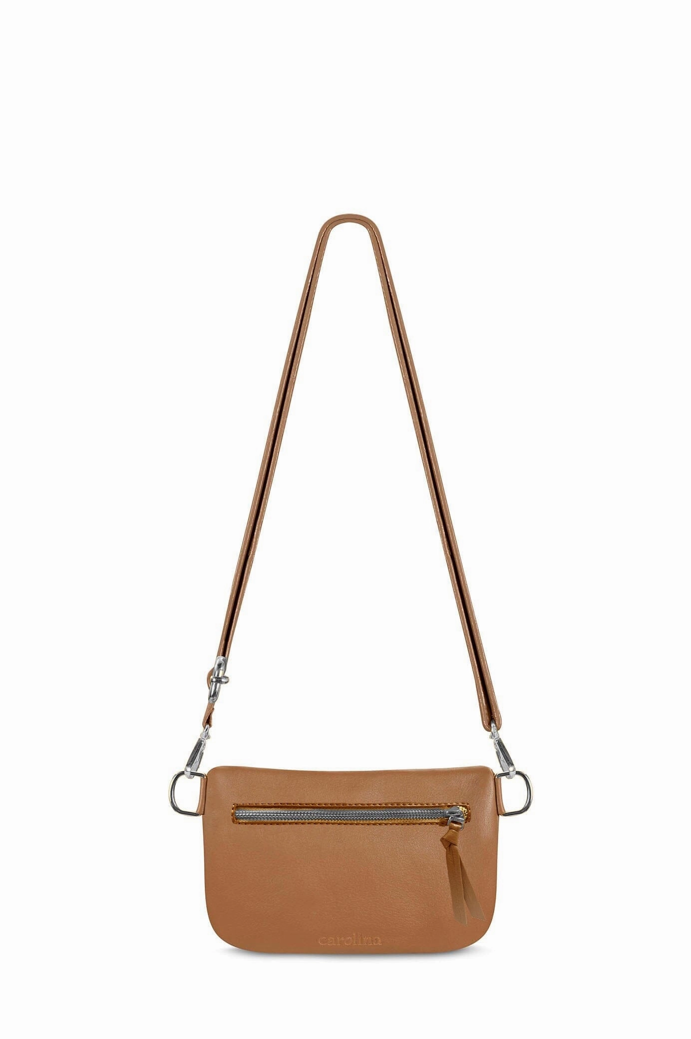 Ramona Small Leather Handbag Tan with Pocket Versatile Design Compact Storage