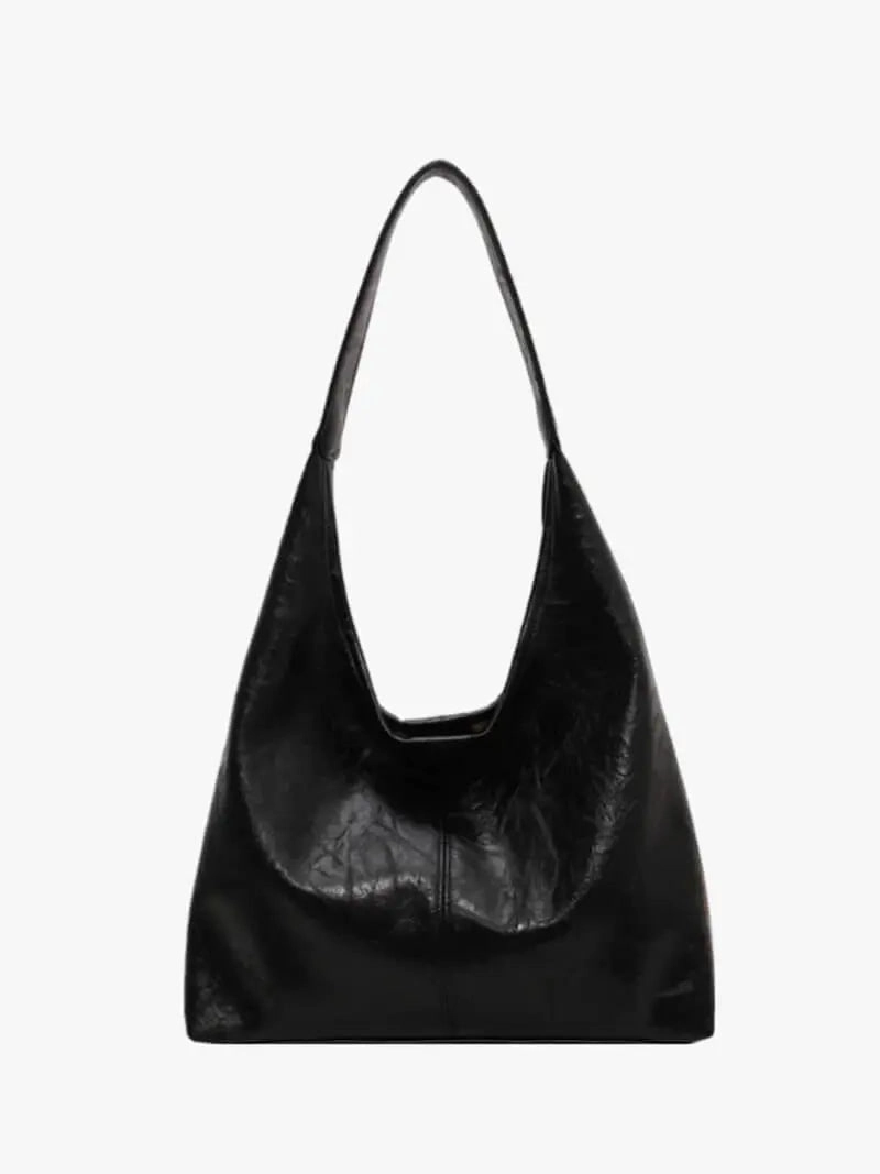 Ravellea | Luxe Black Leather Hobo Bag ?C Minimal & Chic Sophisticated Design Functional Trend