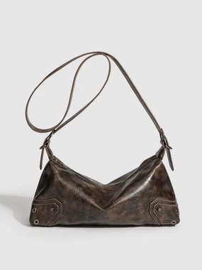 Raven | Luxe Distressed Leather Shoulder Bag ?C Edgy & Bold Simple Function
