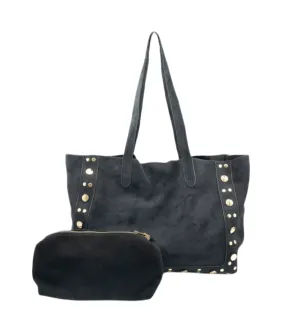 Bowen Black Suede Large BC Bag with Studs Daily Aesthetic