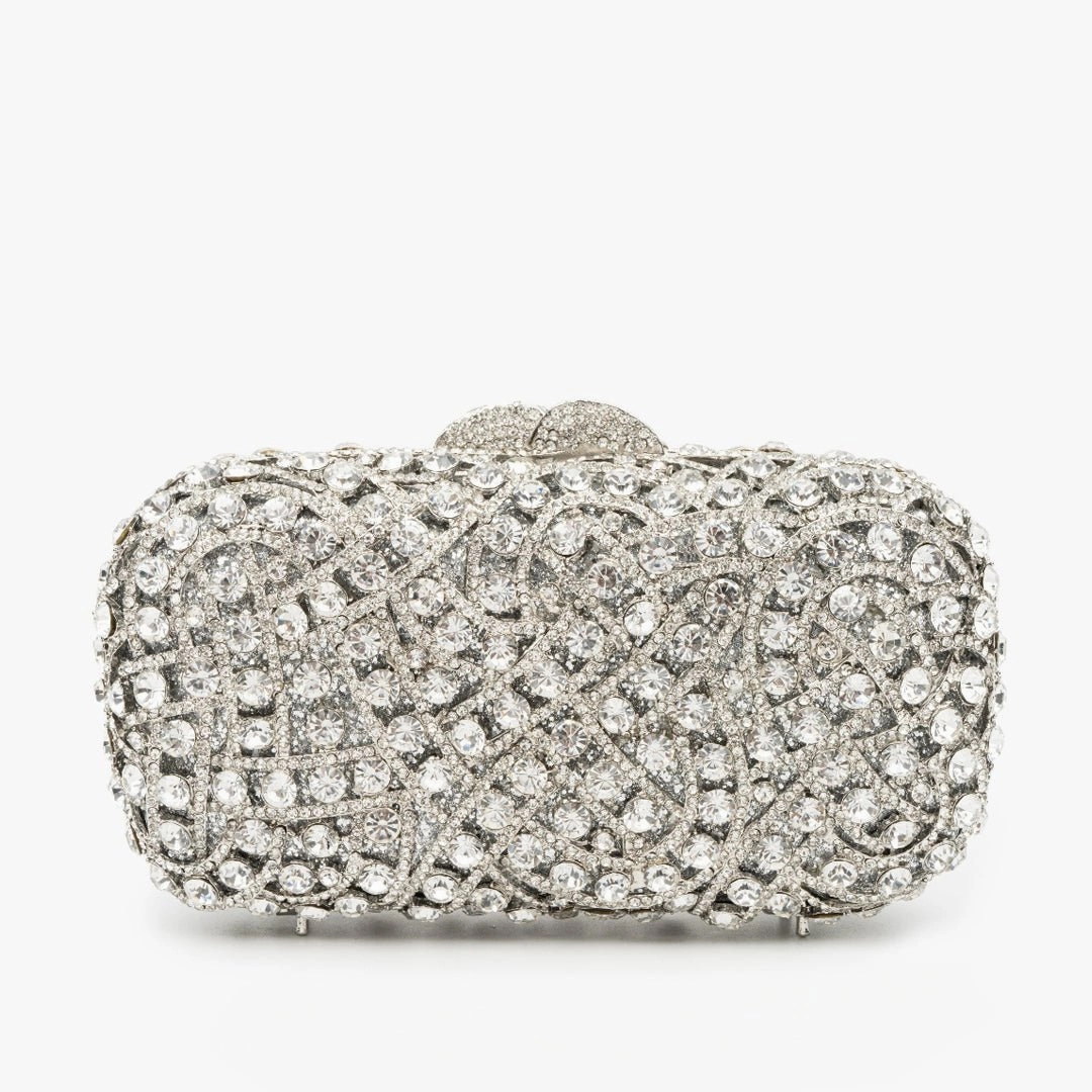 Lightweight Journey Functional Lifestyle Zyrene | Crystal Embellished Silver Evening Clutch ?C Radiant Luxury