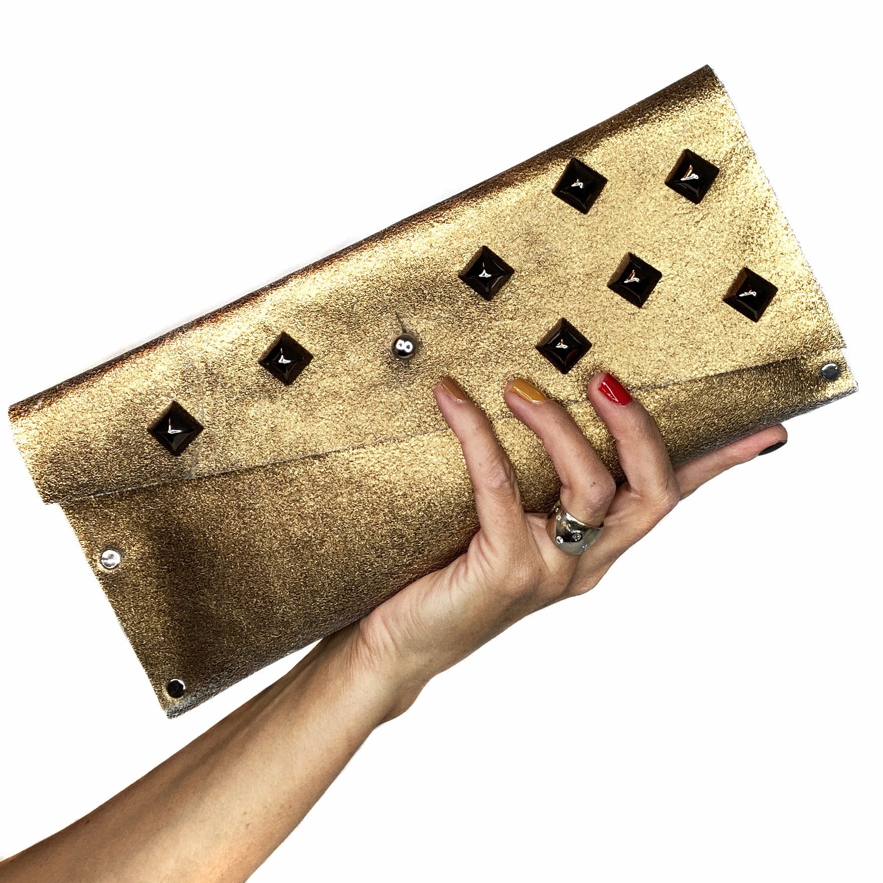 Metallic Bronze Studded Evening Clutch Chic Accessory