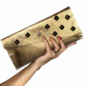Metallic Bronze Studded Evening Clutch Chic Accessory
