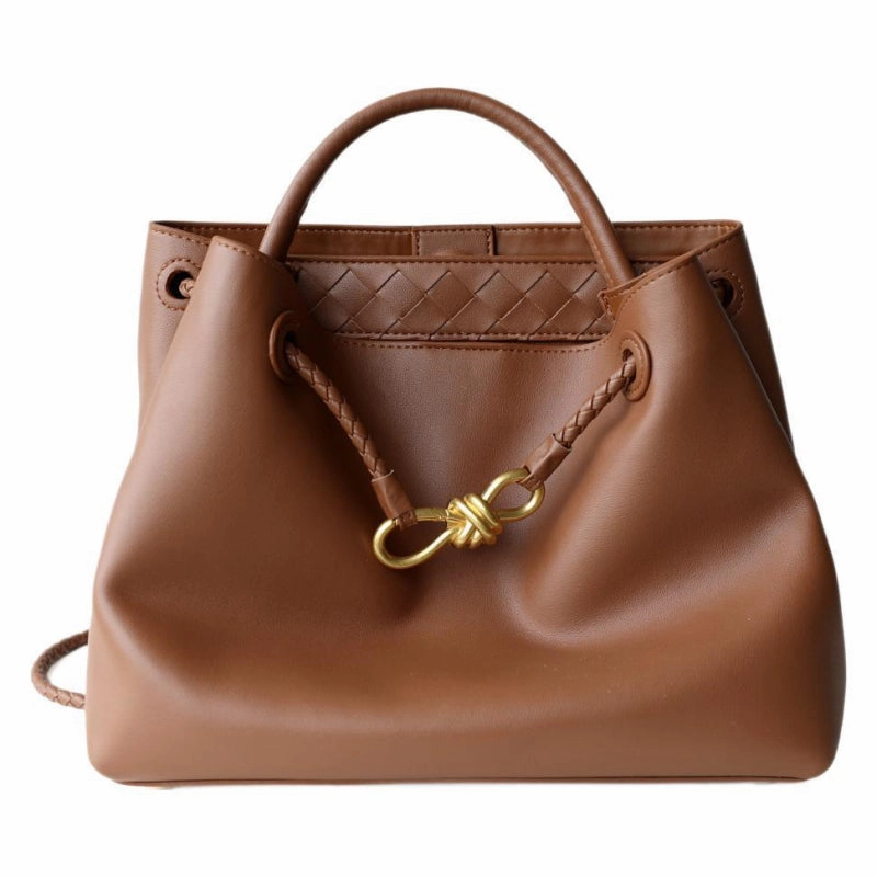 Graceful Shape Melisande | Elegant Brown Leather Drawstring Bag ?C Chic & Timeless Design