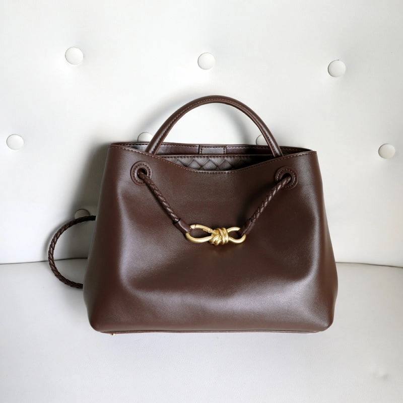 Melisande | Elegant Brown Leather Drawstring Bag ?C Chic & Timeless Design Lightweight Gear Workday Function