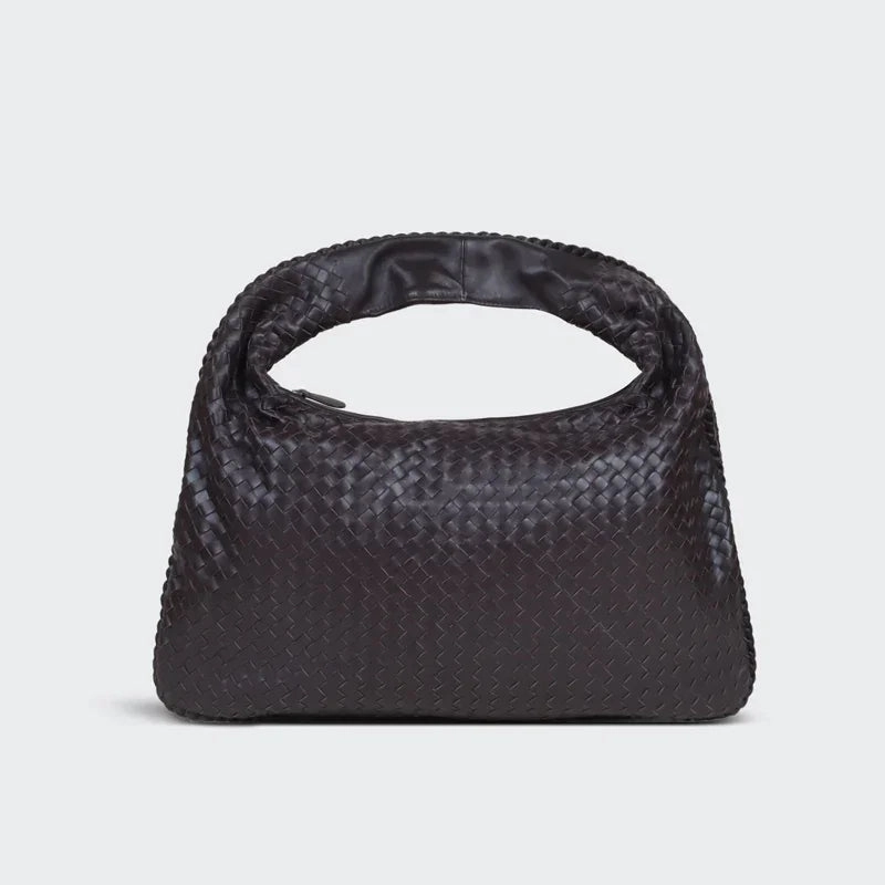 Smart Durability Lambskin Hobo Bag | Italian Leather Handbag | Large Handwoven Laptop Bag, Woven Dumpling Bag,  Leather Tote Bag, Black, Blue Working Bag