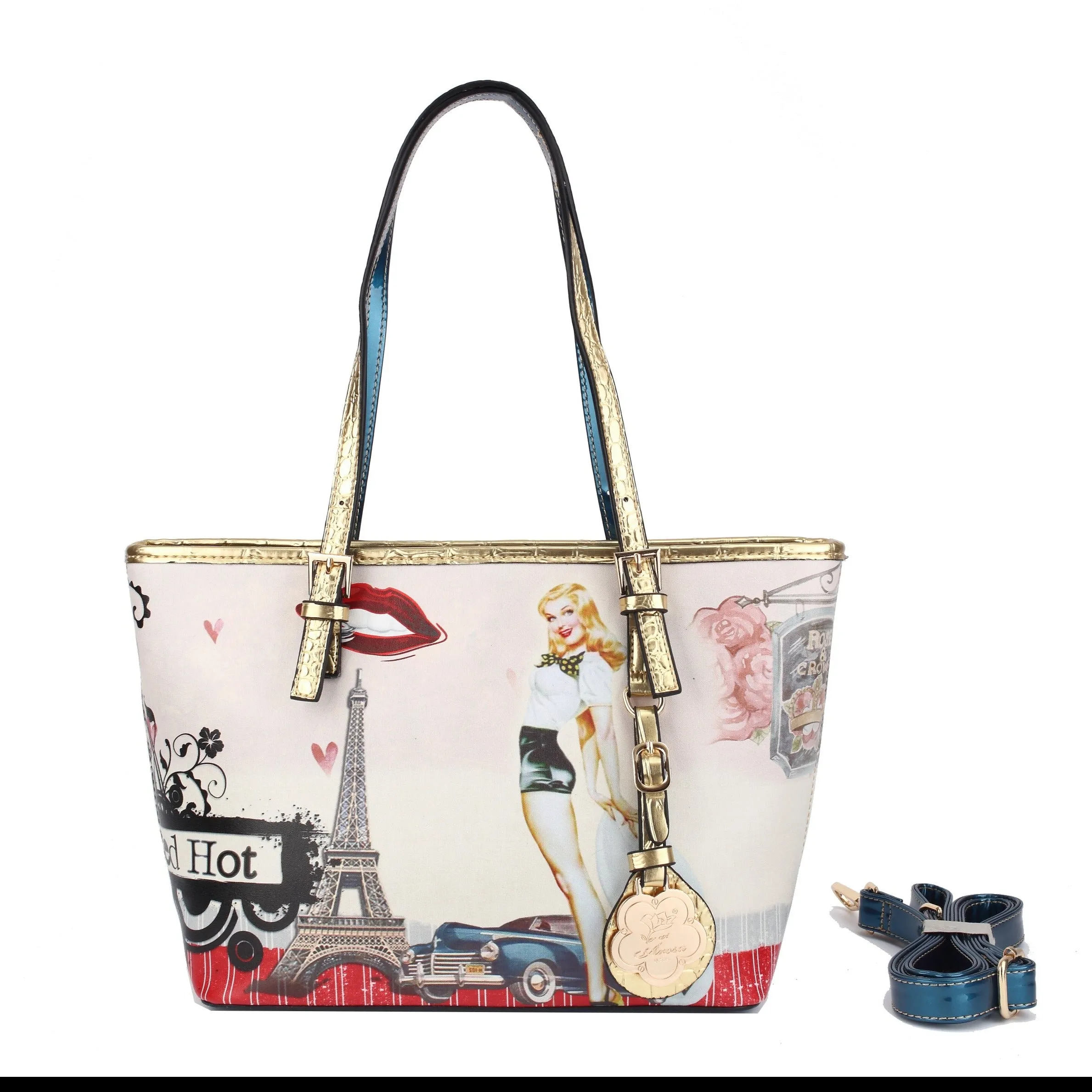 Trendy Day Elegant Accent Retro Rebel Satchel Graphic Tote Bag