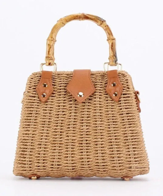 Retro Vibes Bamboo Handbag in Khaki Bold Choice Classic Companion