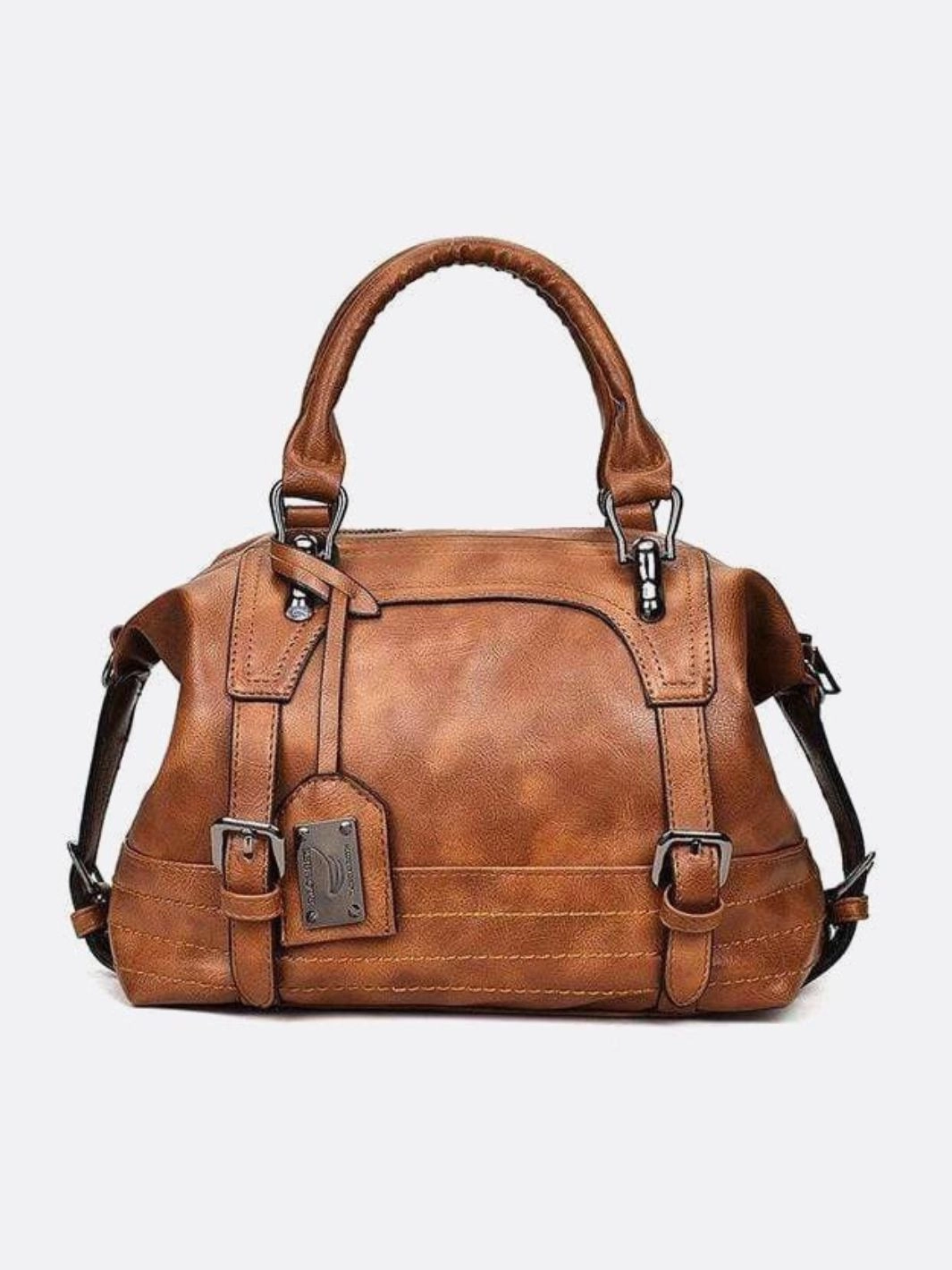 holiday season Polished Appeal Retro Camel Leather Handbag ?C Vintage Style Shoulder Bag