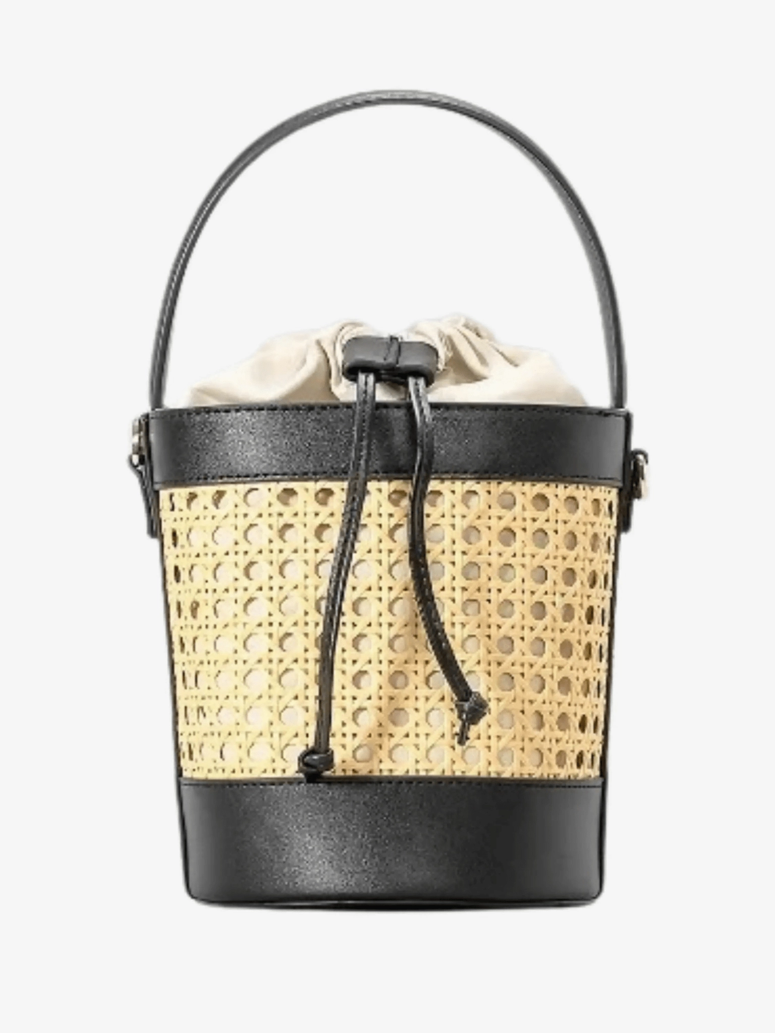 Tzaria | Rattan & Leather Bucket Bag ?C Boho Chic Casual Style Classic Travel