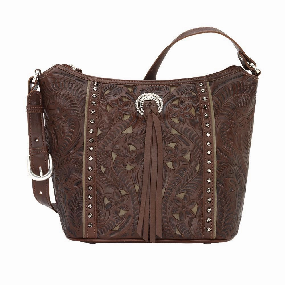 American West Handbag Hill Country Collection: Leather Zip Top Tote Everyday Reliability