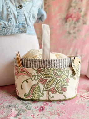 Casual Carry Rosalie Caddy ?C Handmade USA Floral Yarn & Notions Organizer