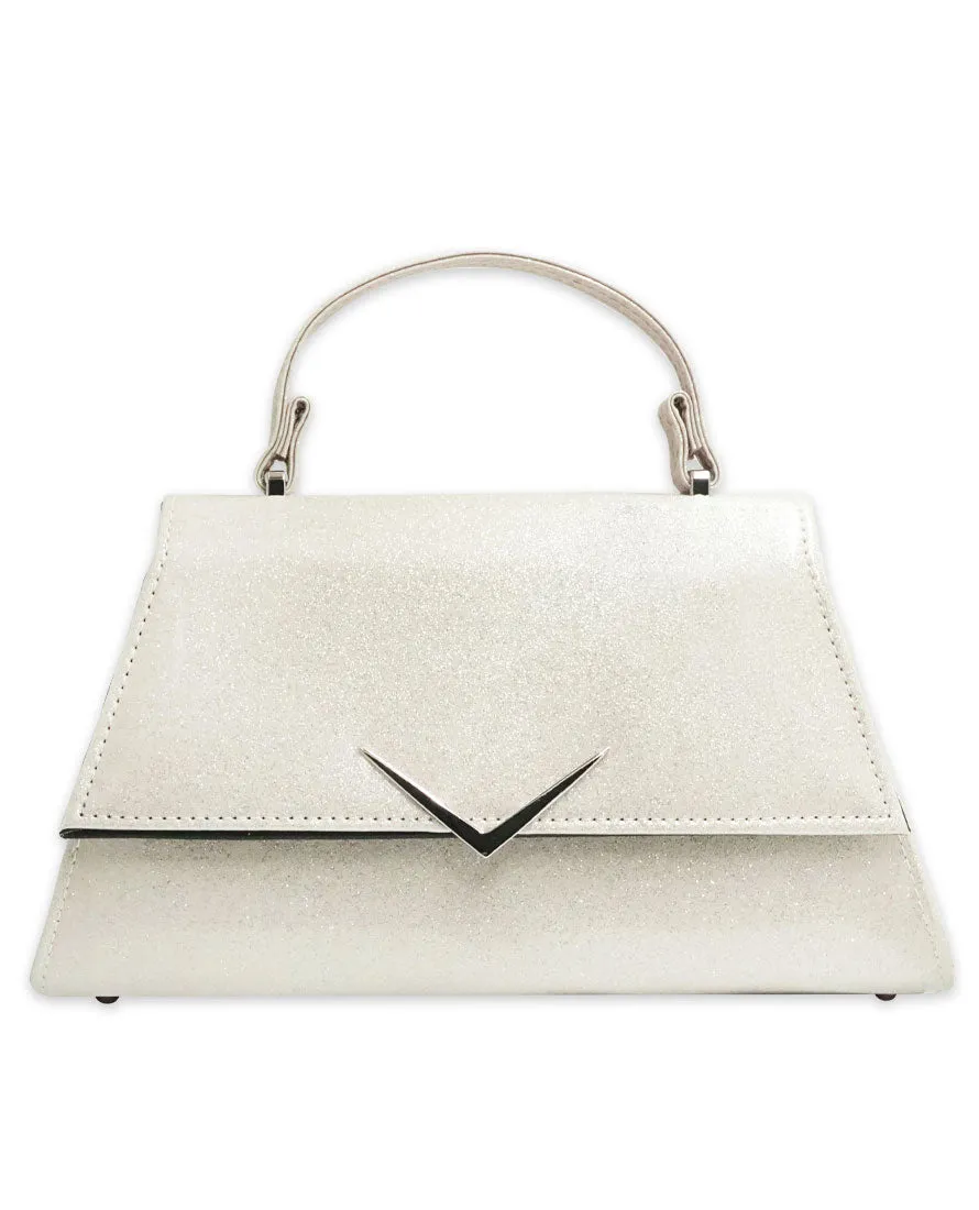 Rumbler Cadi Handbag in Silver White Sparkle (with crossbody strap) Weather Proof Functional Art
