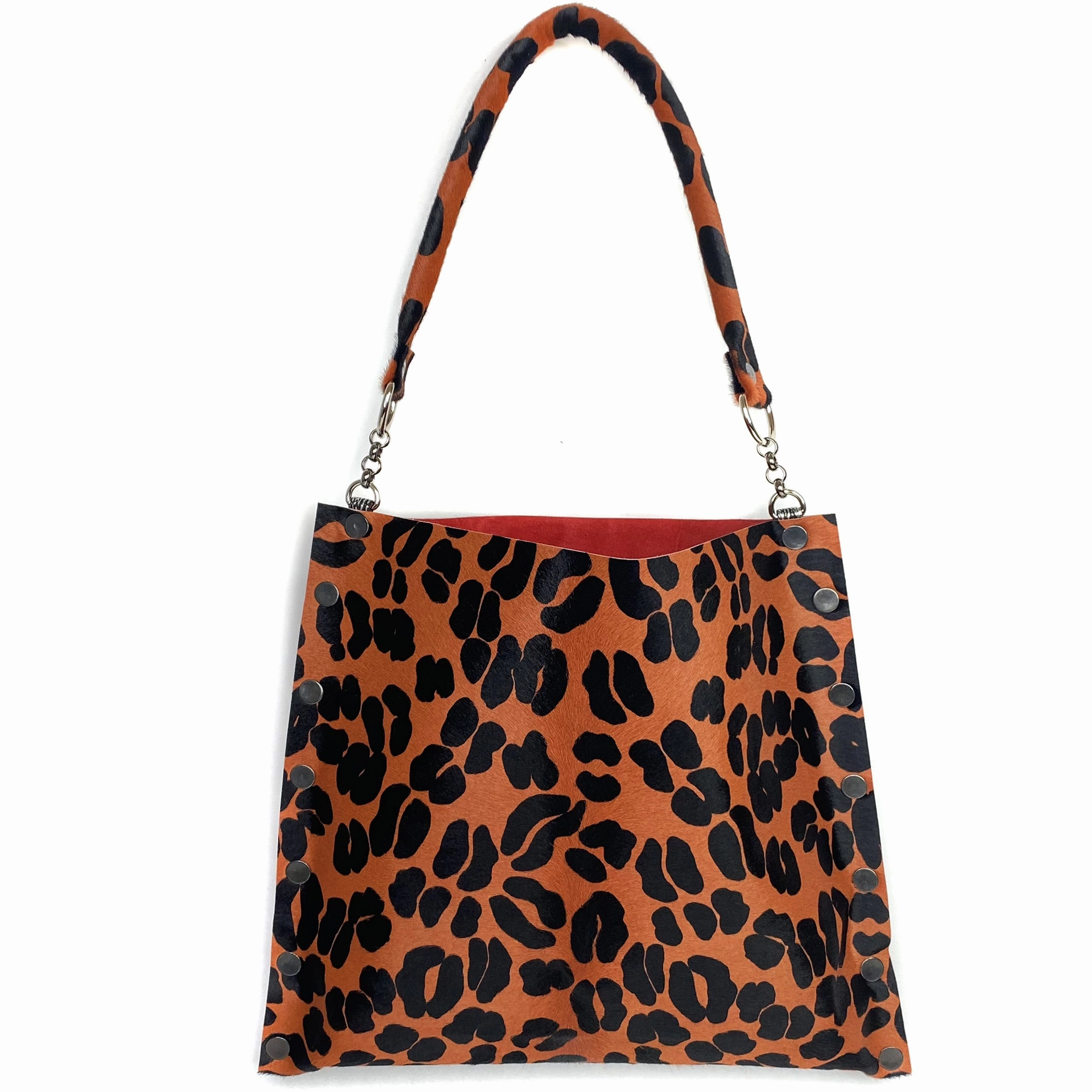 Rust Calf-Hair Leopard Print Tote Casual Gear Workday Essential