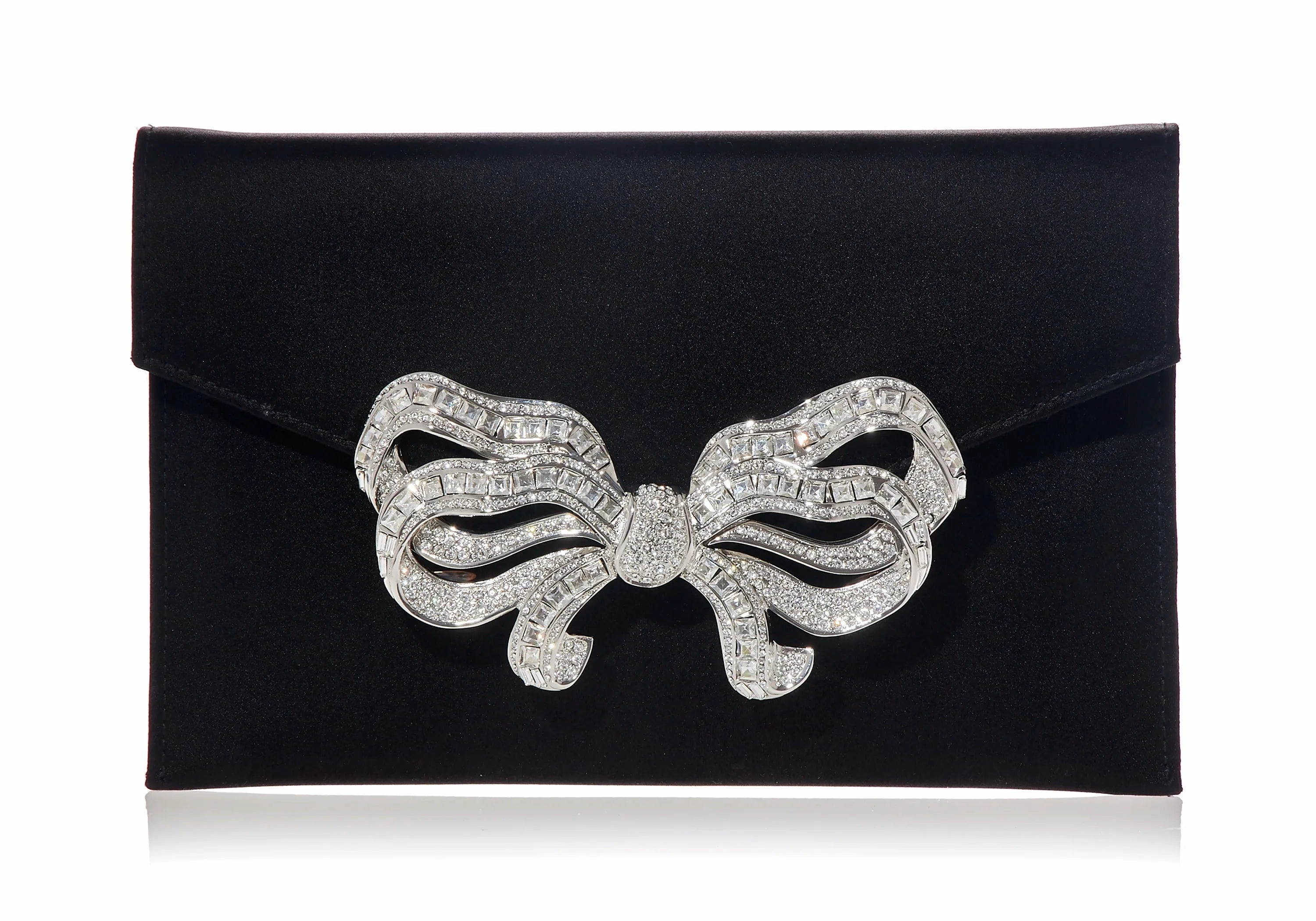Elegant Function Satin Bow Envelope Black