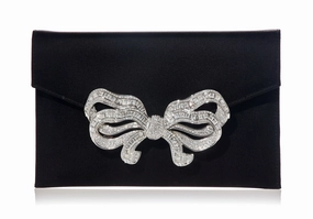Sophisticated Harmony Satin Bow Envelope Black