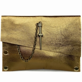Urban Look Satin Metallic Bronze Dagger Clutch