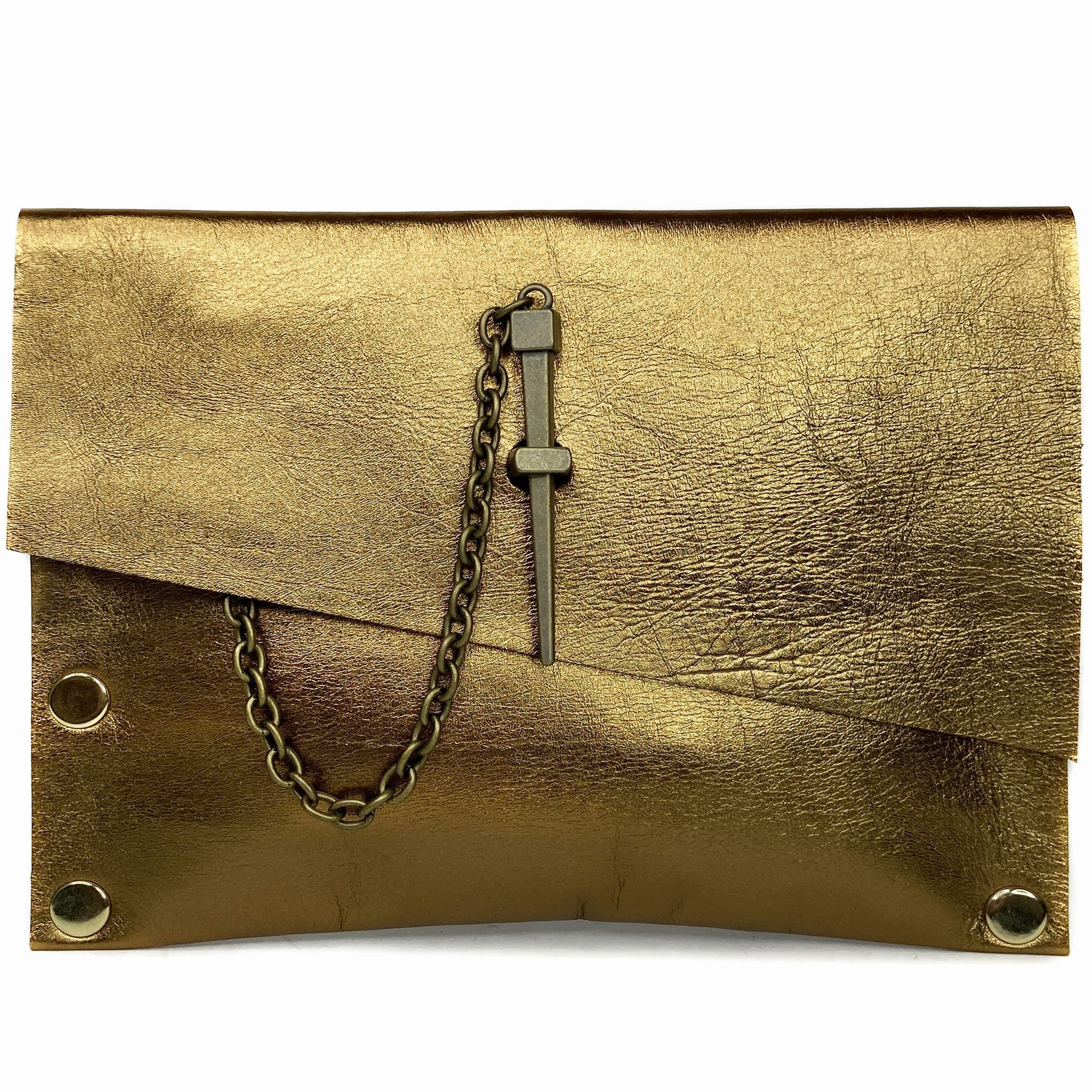 Urban Look Satin Metallic Bronze Dagger Clutch