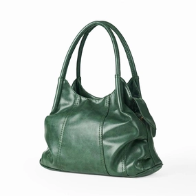 Scrunchie Bag Green Stylish Simplicity Metal Detail
