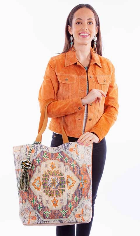 Outdoor Explorer Western Shoulder Tote Textured Southwest Print