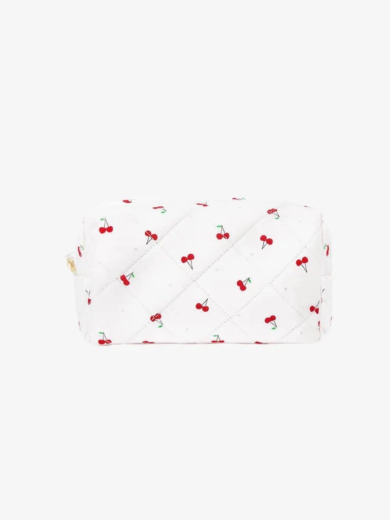 Minimalist Comfort Selmara | Quilted Cherry Print Cosmetic Bag ?C Playful & Practical