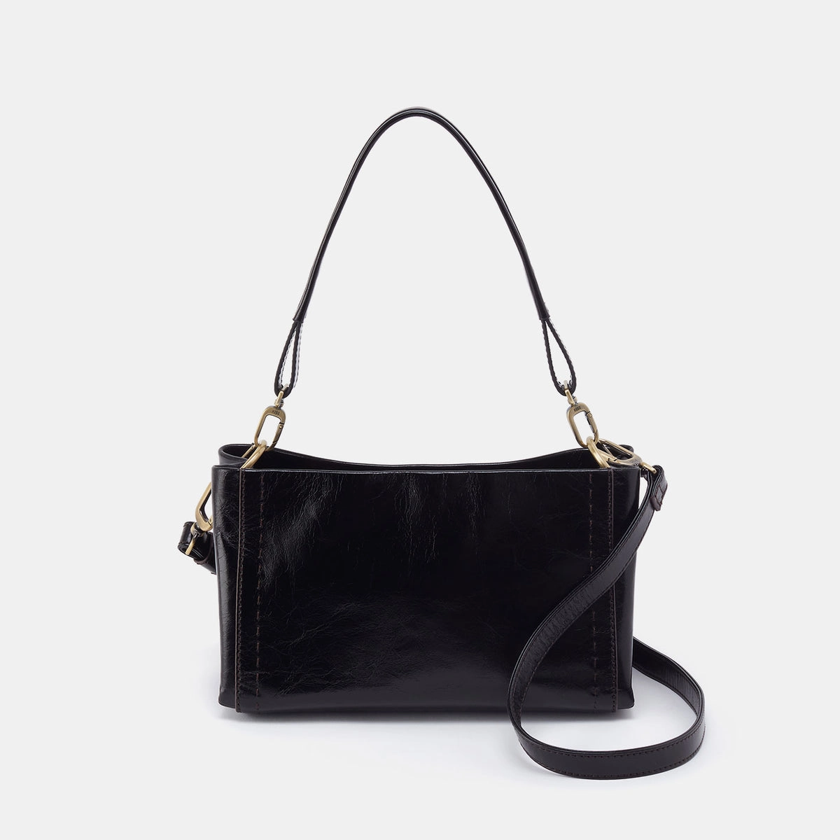 Spacious overnight bag Seneca Shoulder Crossbody In Polished Leather Black