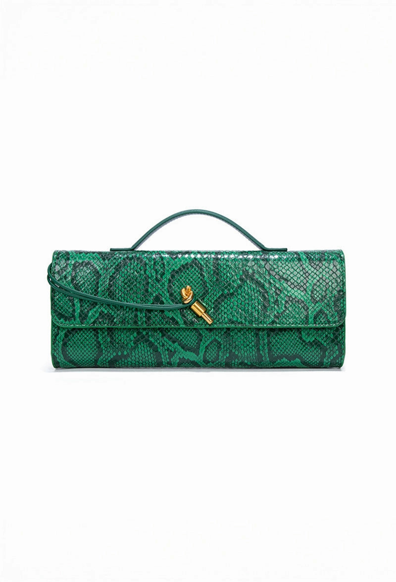 Separhine | Snakeskin Clutch Bag ?C Faux Leather Evening Bag with Gold Lock Travel Lifestyle Trendy Design