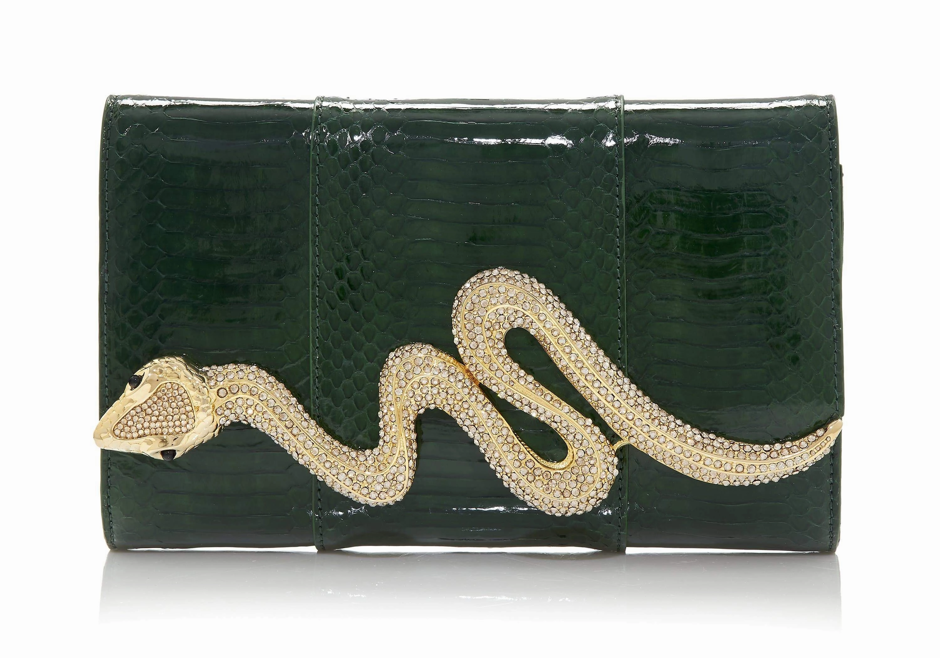 Durable Performance Serpent Snakeskin Clutch Emerald