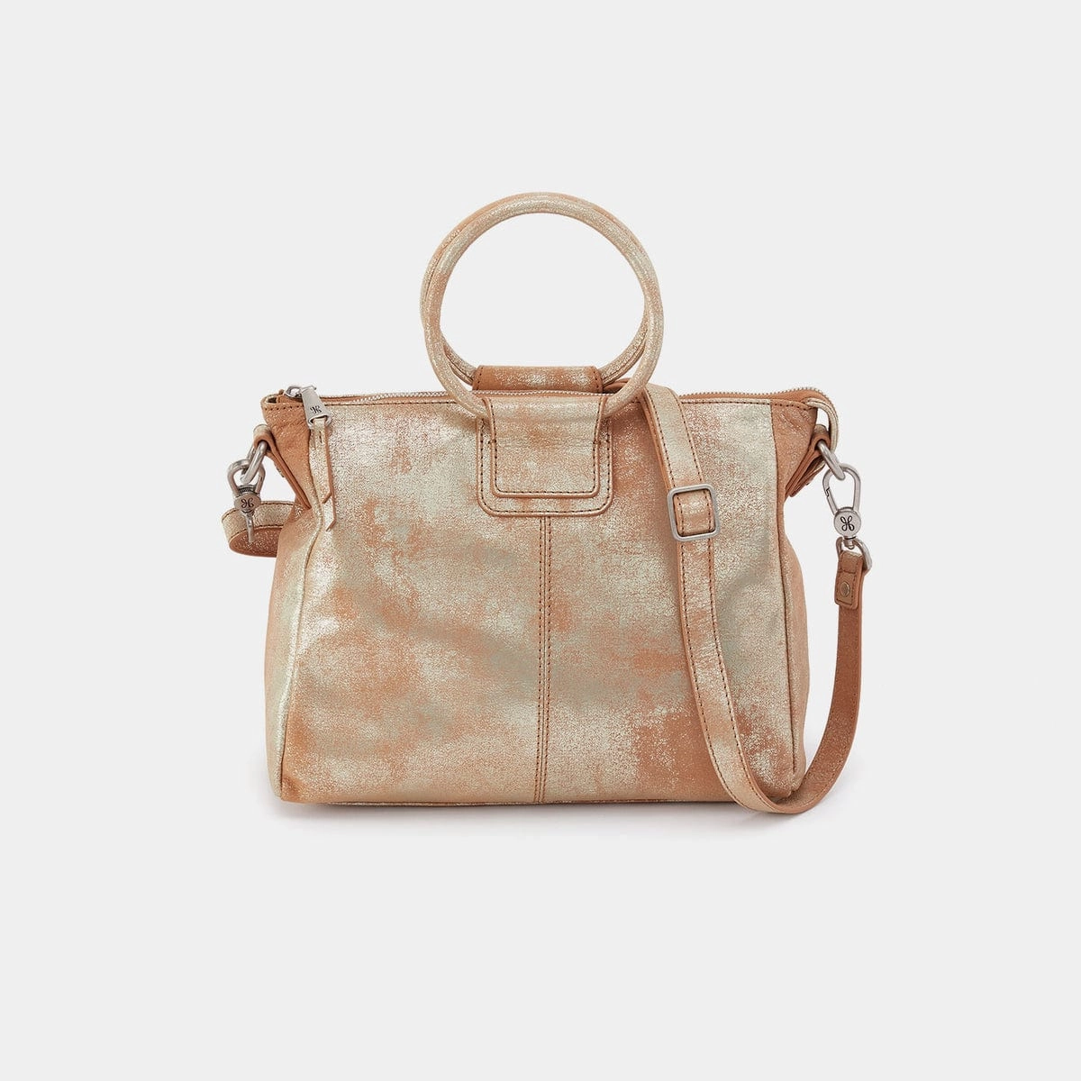 Sheila Medium Satchel In Metallic Leather Saddle Stardust Versatile Style