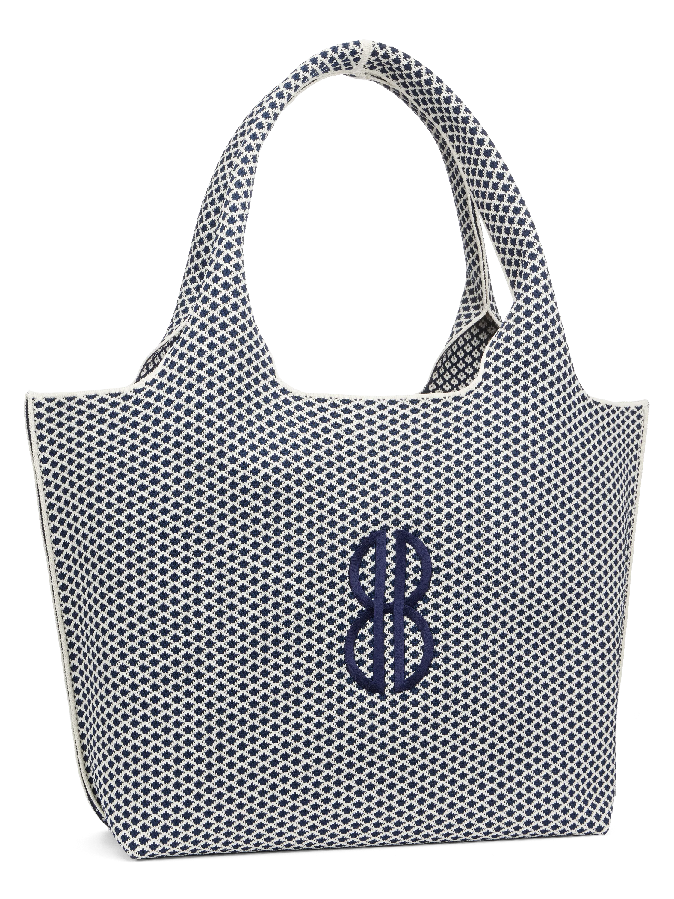 Sutton City Tote - Navy Diamond Monogram - Large Smart Day